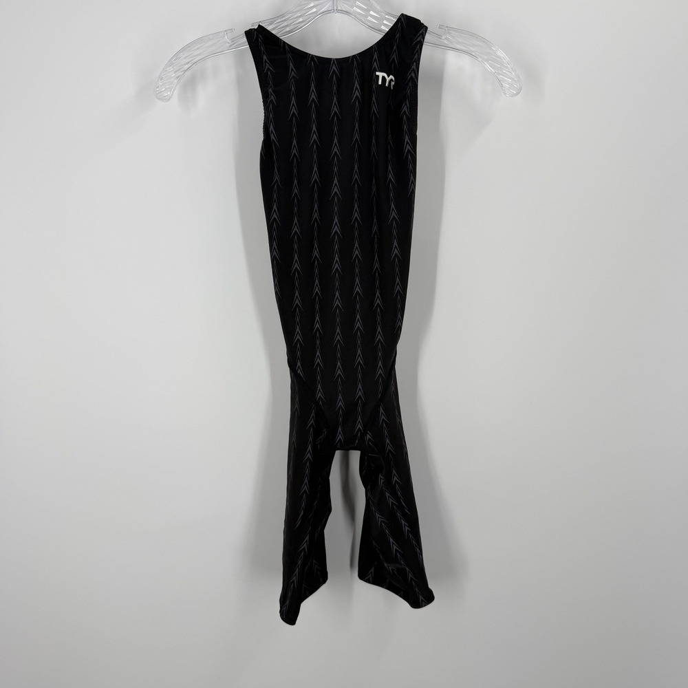 TYR Fusion 2 Aeroback Short John Swimsuit Womens 28 Black Gray Pattern